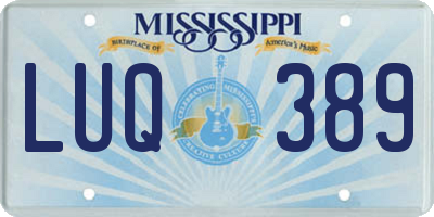 MS license plate LUQ389