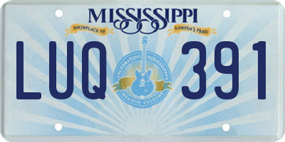 MS license plate LUQ391