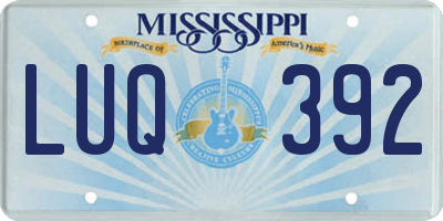 MS license plate LUQ392