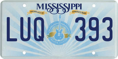 MS license plate LUQ393