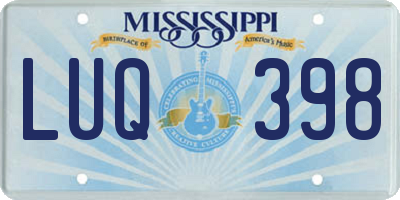 MS license plate LUQ398