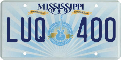 MS license plate LUQ400
