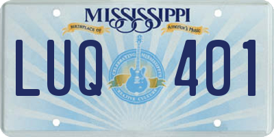 MS license plate LUQ401