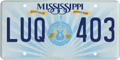 MS license plate LUQ403