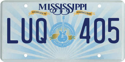 MS license plate LUQ405