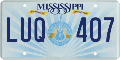 MS license plate LUQ407