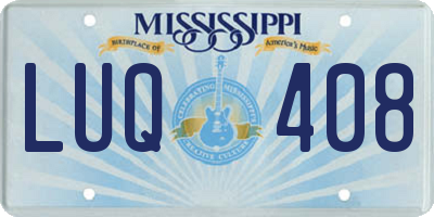 MS license plate LUQ408