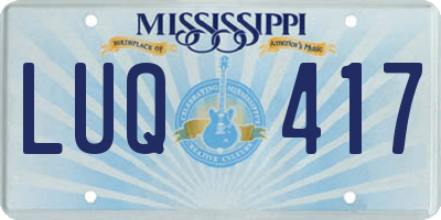 MS license plate LUQ417
