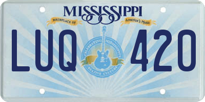 MS license plate LUQ420