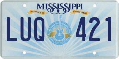 MS license plate LUQ421
