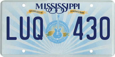 MS license plate LUQ430