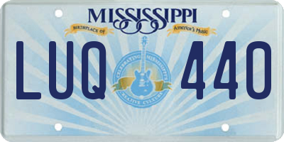 MS license plate LUQ440