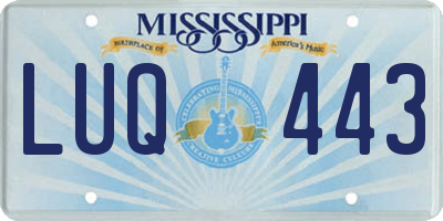 MS license plate LUQ443
