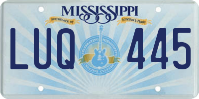 MS license plate LUQ445