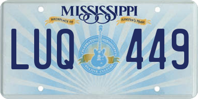 MS license plate LUQ449