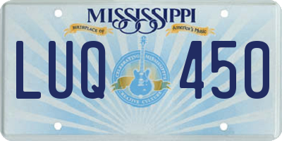 MS license plate LUQ450
