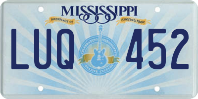 MS license plate LUQ452