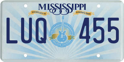 MS license plate LUQ455
