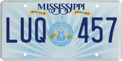 MS license plate LUQ457