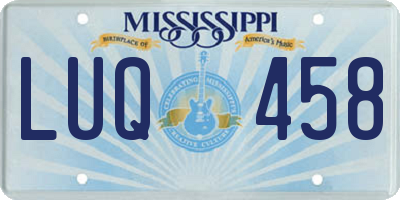 MS license plate LUQ458