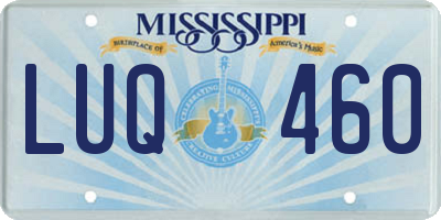 MS license plate LUQ460