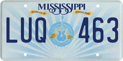MS license plate LUQ463