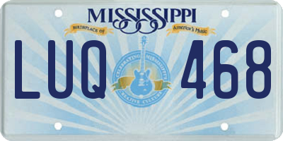MS license plate LUQ468