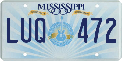 MS license plate LUQ472