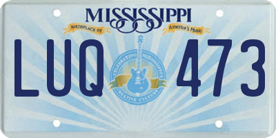 MS license plate LUQ473