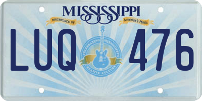 MS license plate LUQ476