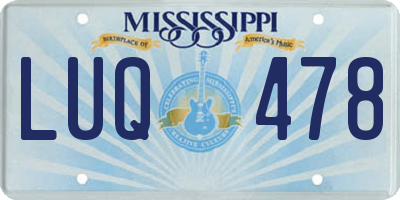 MS license plate LUQ478