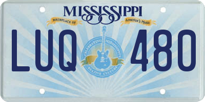 MS license plate LUQ480