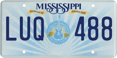 MS license plate LUQ488