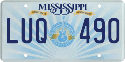 MS license plate LUQ490