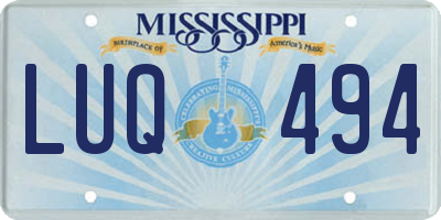 MS license plate LUQ494