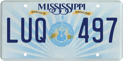 MS license plate LUQ497