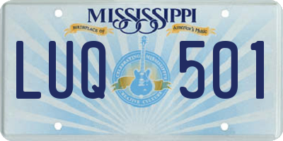 MS license plate LUQ501