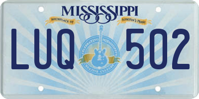 MS license plate LUQ502