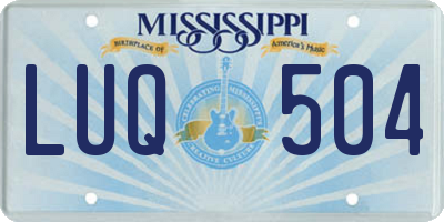 MS license plate LUQ504