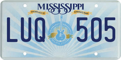 MS license plate LUQ505