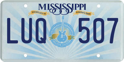 MS license plate LUQ507
