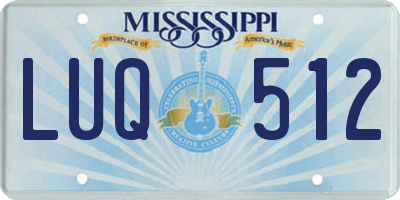 MS license plate LUQ512