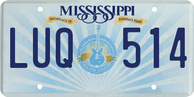 MS license plate LUQ514