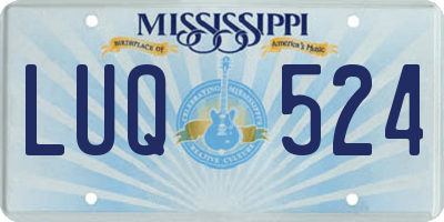 MS license plate LUQ524
