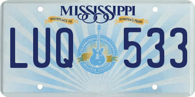 MS license plate LUQ533