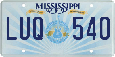 MS license plate LUQ540