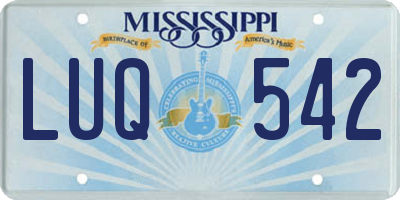 MS license plate LUQ542