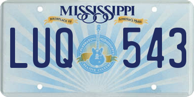 MS license plate LUQ543