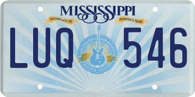 MS license plate LUQ546