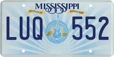 MS license plate LUQ552